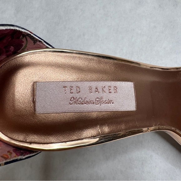 TED BAKER Navy Chinoiserie Junaaa Jacquard Platform Sandals - Sz 38 / 7.5 - Picture 12 of 16